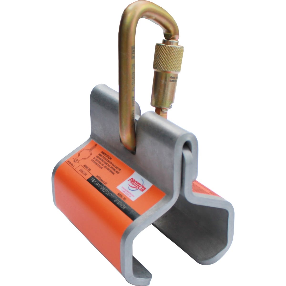 3M 2199938 PROTECTA Hi-Vis Sliding Rail Anchor, Stainless Steel, Orange, Fits 2-3/4 to 3-1/4 in Rails (7100246255) - 2