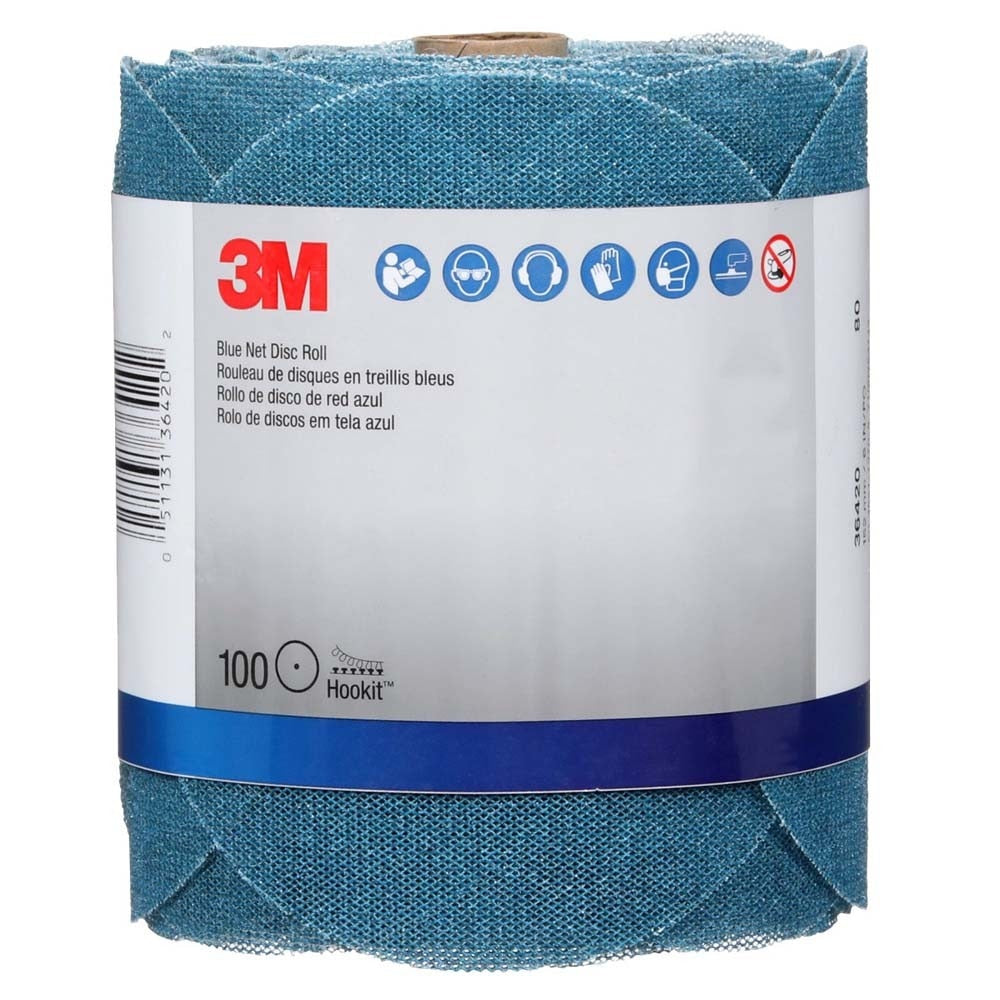 3M 36420 Blue Net Disc Roll , 6 in, 80+ Grade, Best in Class, Virtually Dust-Free, Abrasive Sheet Roll (7100253742) (8 Pack) - 5