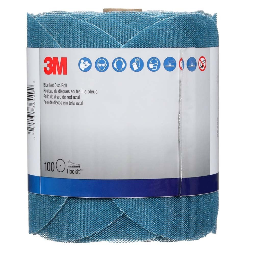 3M 36420 Blue Net Disc Roll , 6 in, 80+ Grade, Best in Class, Virtually Dust-Free, Abrasive Sheet Roll (7100253742) (8 Pack) - 6