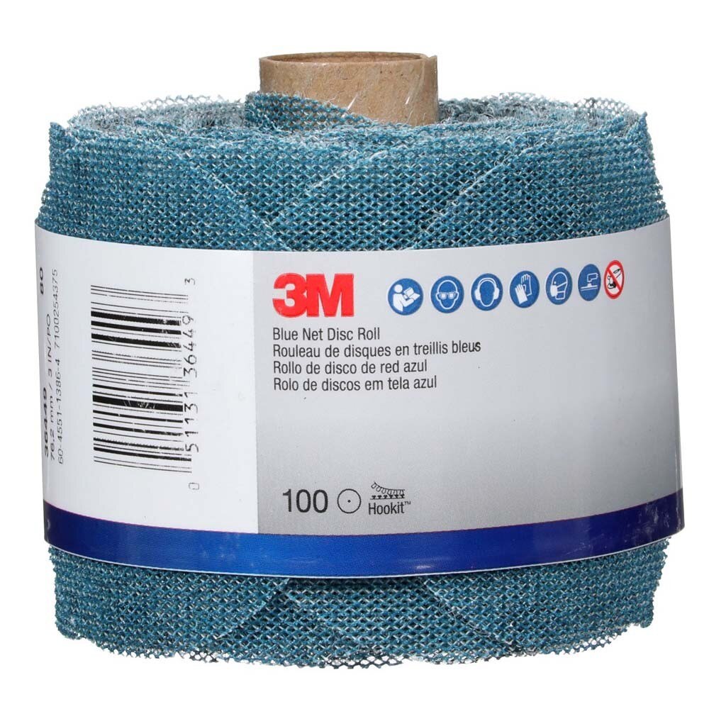 3M 7100254375 Blue Net Disc Roll 36449, 3 in, 80+ Grade, Best in Class, Virtually Dust-Free, Abrasive Sheet Roll - 6