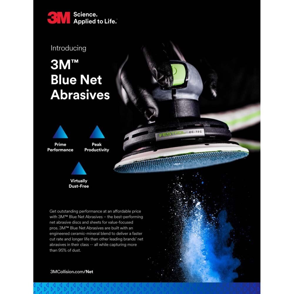 3M 36439 Blue Net Disc Roll , 5 in, 220+ Grade, Best in Class, Virtually Dust-Free, Abrasive Sheet Roll (7100254381) (8 Pack) - 2