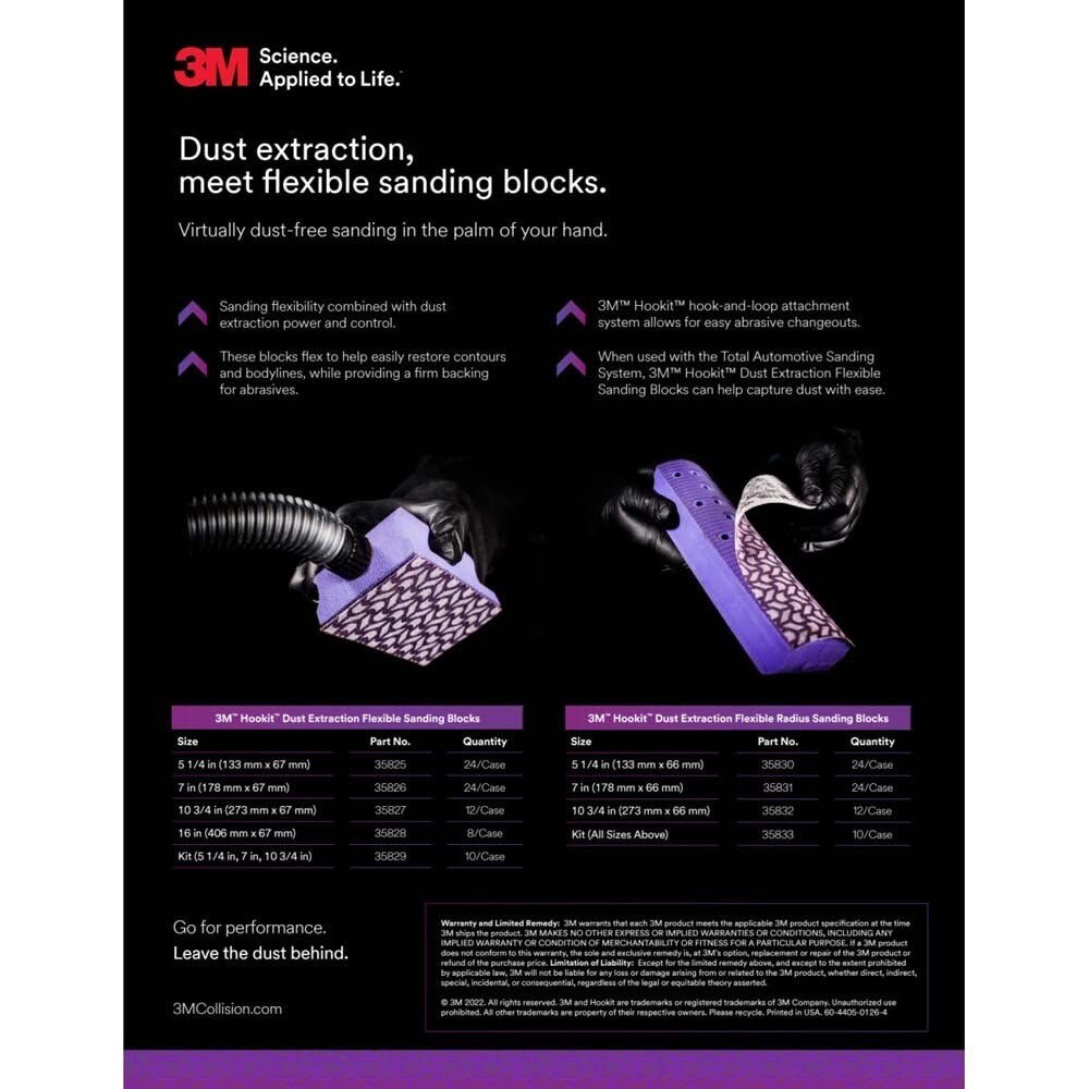 3M 7100256499 Hookit Dust Extraction Flexible Radius Sanding Block 35832, 273 mm x 66 mm - 10