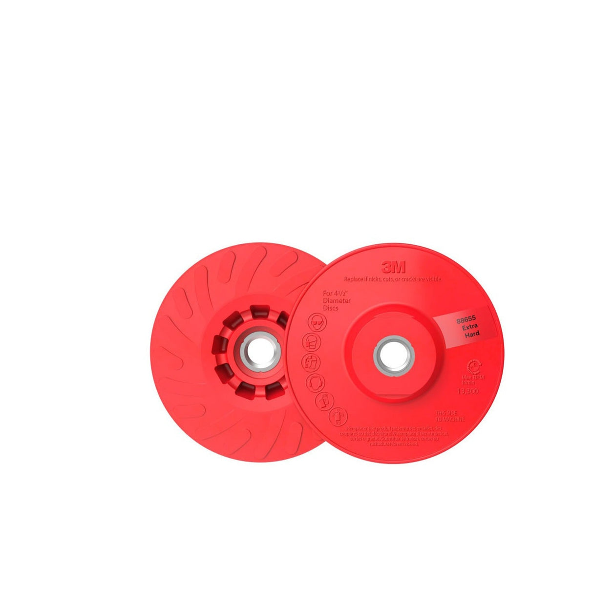 3M Disc Back-up Pad Ribbed, Extra Hard, Red, 4-1/2 in, One Piece (88655) (7100258731) (10 Pack) - 8