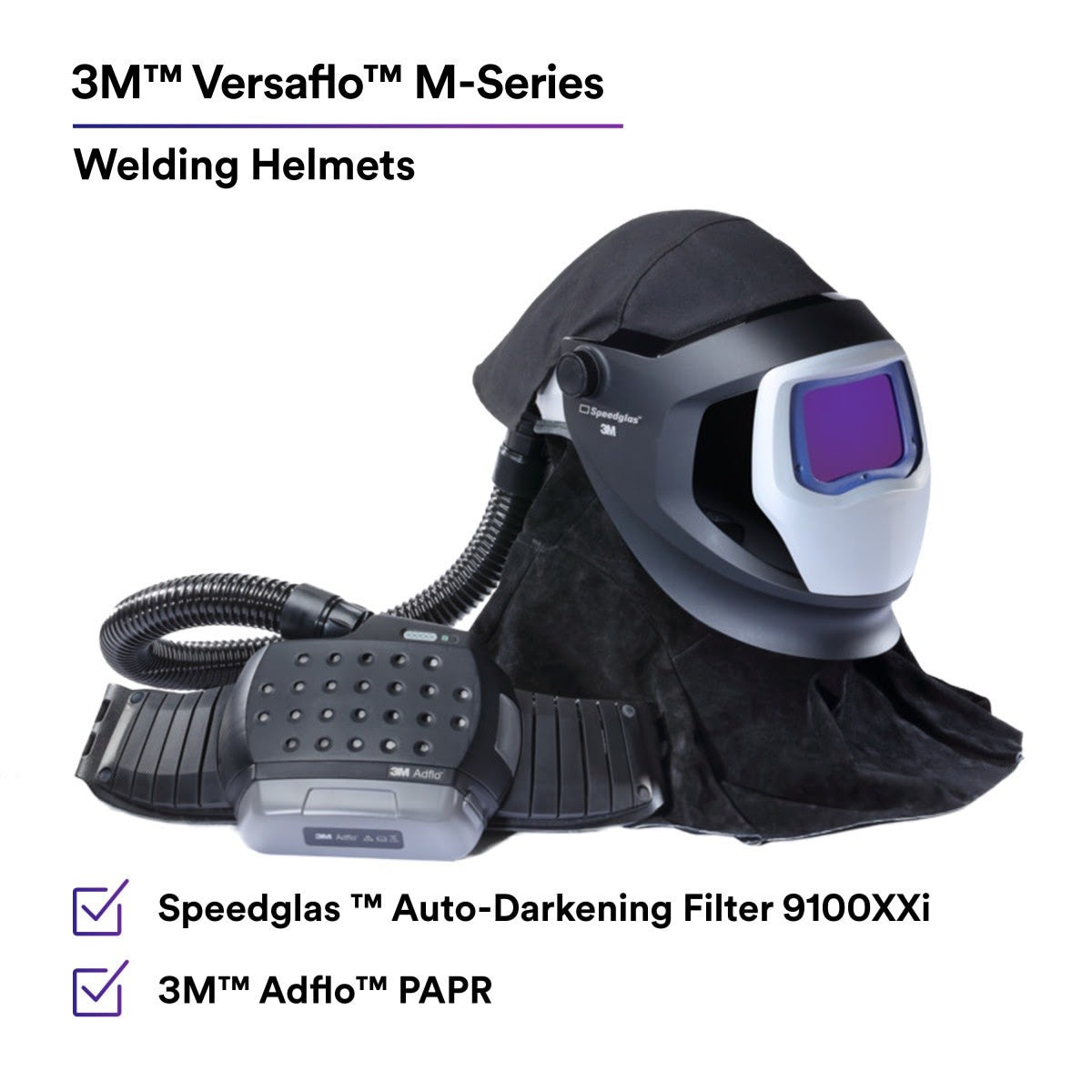 3M 38-1101-00SW Adflo PAPR and Versaflo M-Series Helmet Kit w Speedglas Welding Shield, LiIon Battery, No ADF (7100260617) - 2