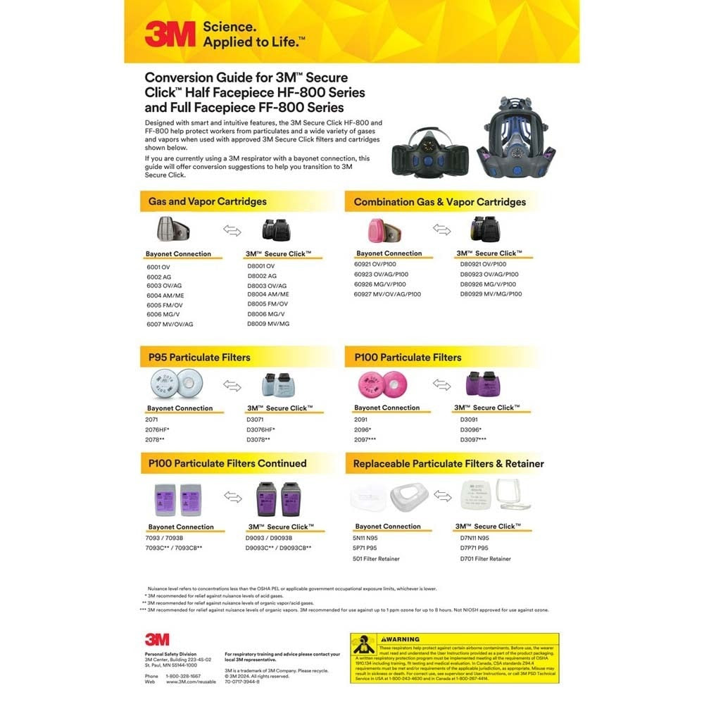 3M FF-802 Secure Click Full Facepiece Reusable Respirator , Medium (7100261326) (4 Pack) - 10
