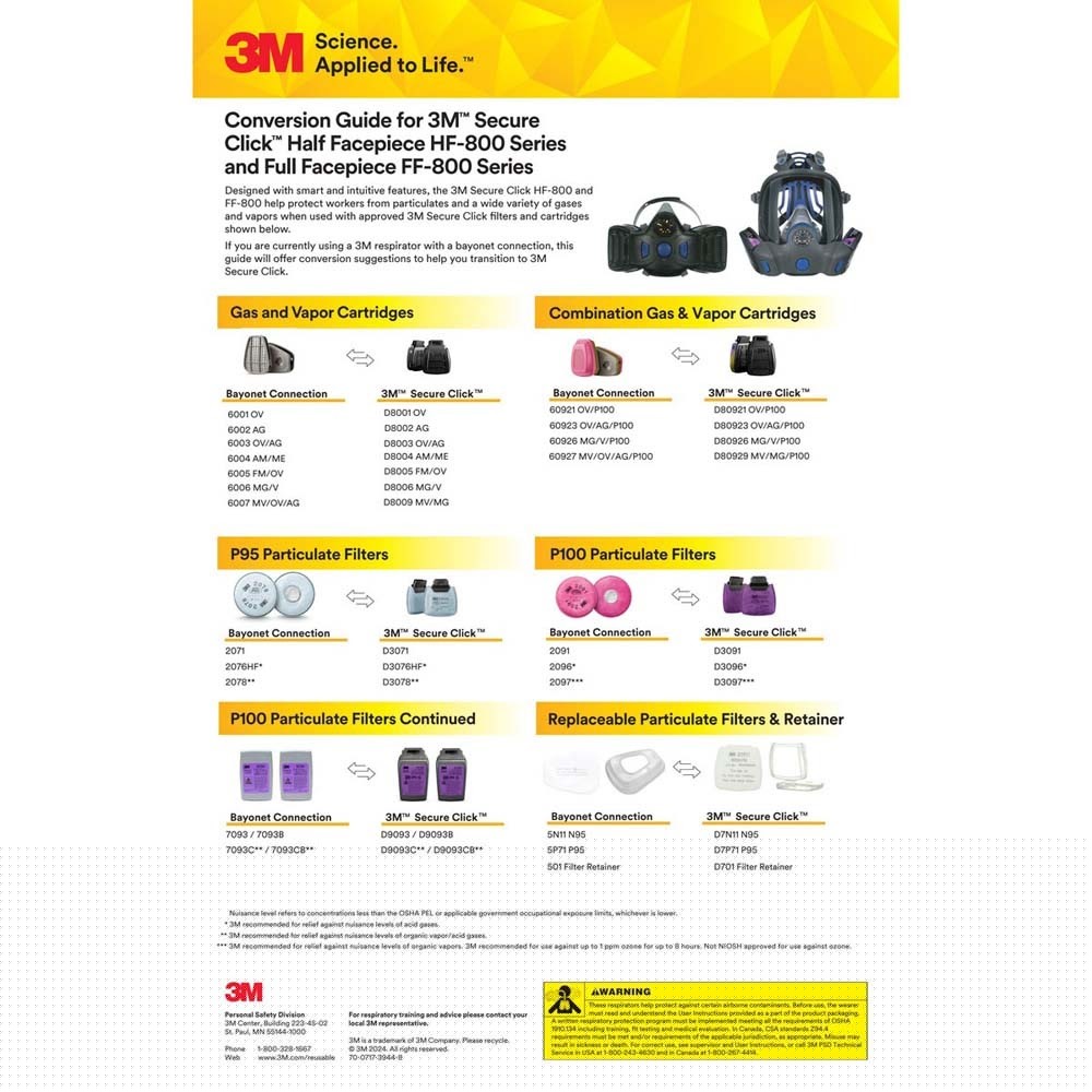 3M FF-802 Secure Click Full Facepiece Reusable Respirator , Medium (7100261326) - 10