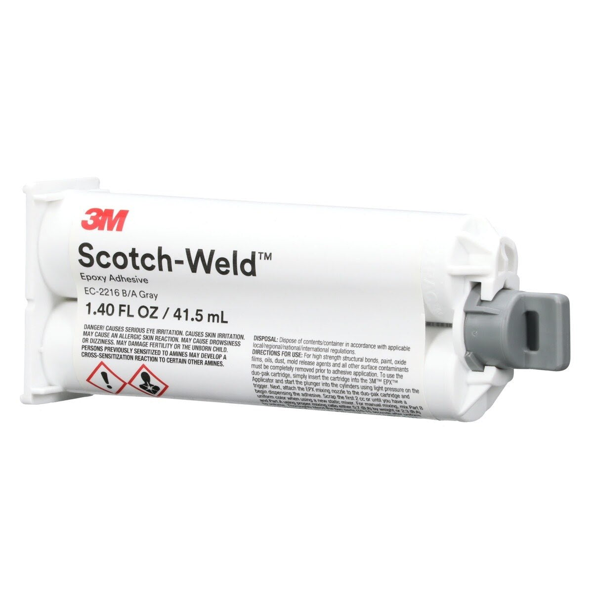 3M 2216 DP2216 Scotch-Weld Epoxy Adhesive DP, Gray, 41.5 mL Duo-Pak (7100262036) (12 Pack) - 2