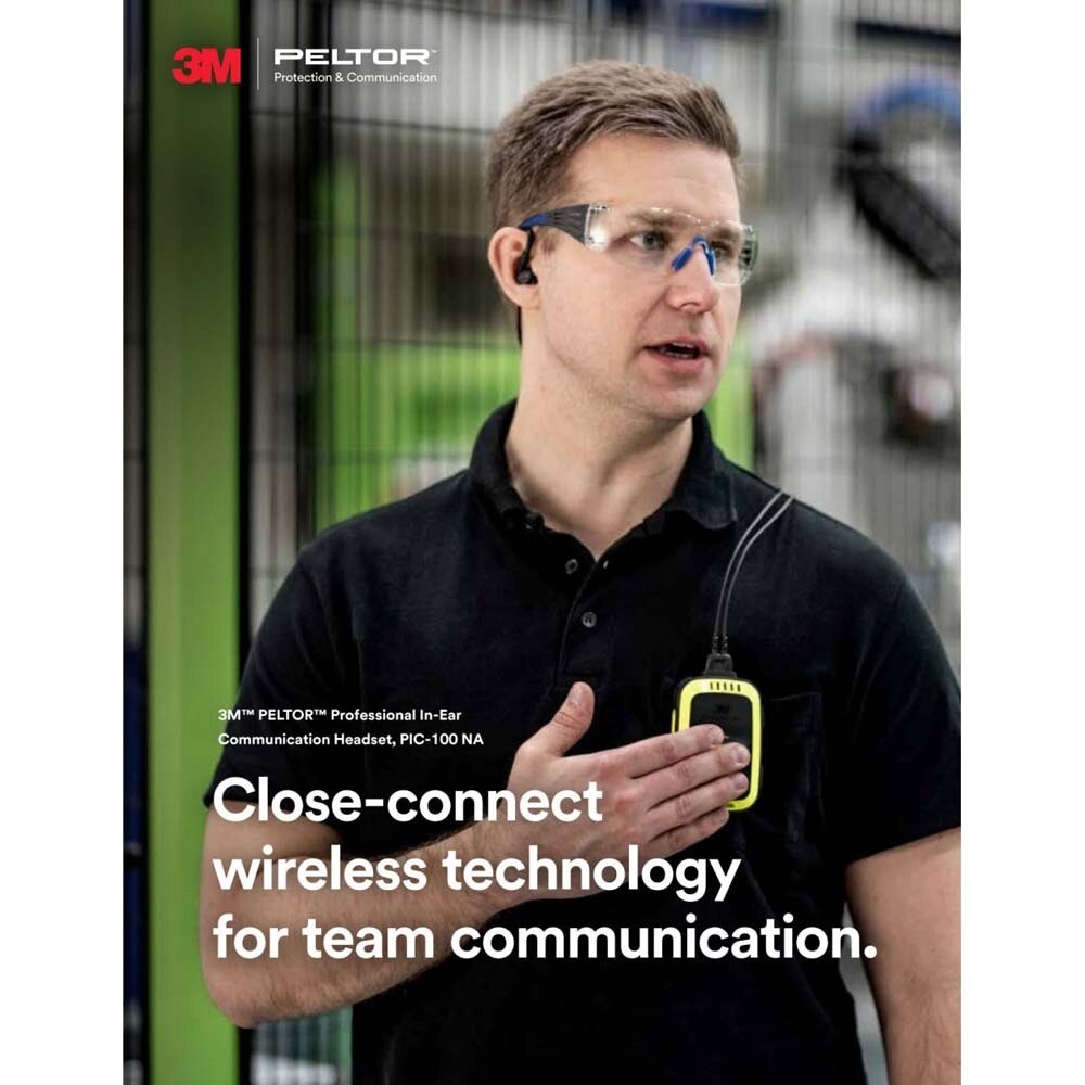 3M 7100262767 PELTOR Professional In-Ear Communication Headset, PIC-100 NA, Close-Connect Wireless Technology, VOX Hands-Free, Full-Duplex with In Ear Speech Microphone and 6 Channels, One Size, Yellow/Black - 7