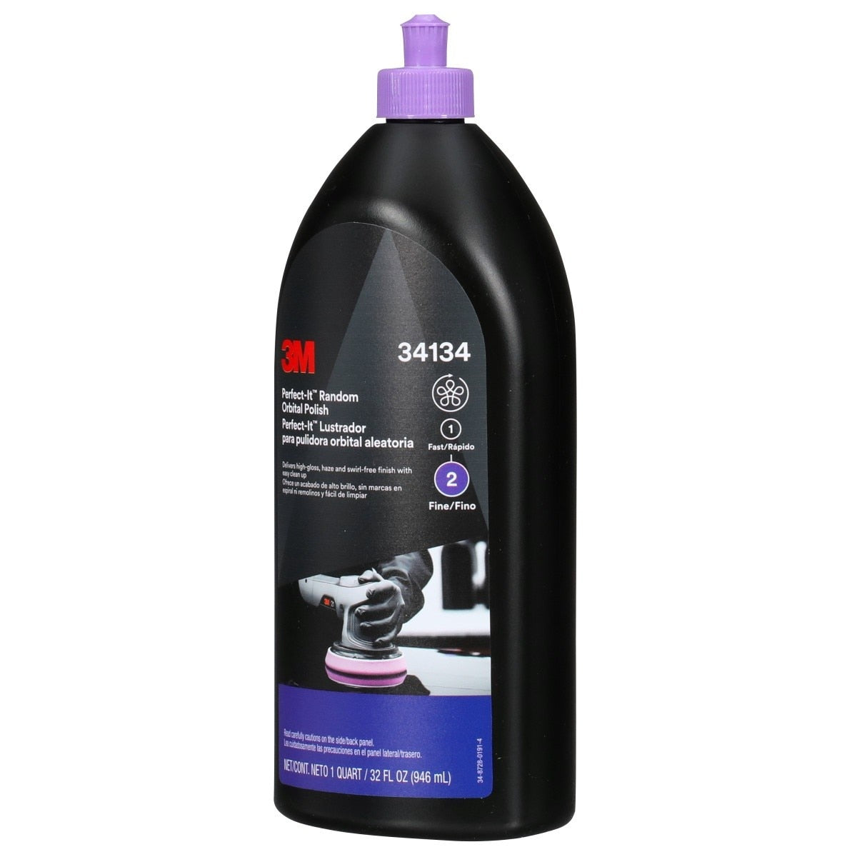 3M Perfect-It Random Orbital Polish, Fine, Purple, 1 Quart (32 fl oz/946 mL) for Automotive Buffing and Polishing (34134) (7100270075) (6 Pack) - 3