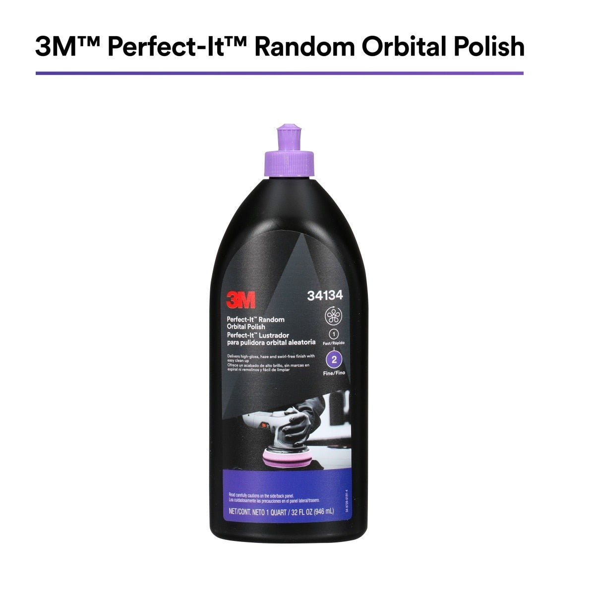 3M Perfect-It Random Orbital Polish, Fine, Purple, 1 Quart (32 fl oz/946 mL) for Automotive Buffing and Polishing (34134) (7100270075) (6 Pack) - 4