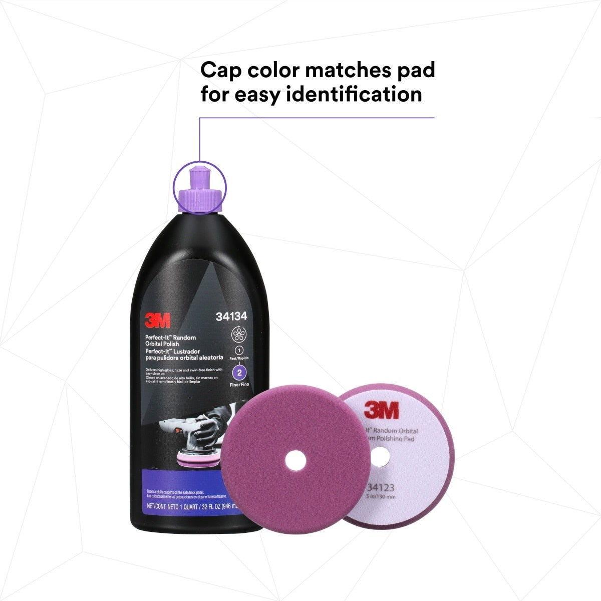 3M Perfect-It Random Orbital Polish, Fine, Purple, 1 Quart (32 fl oz/946 mL) for Automotive Buffing and Polishing (34134) (7100270075) (6 Pack) - 5