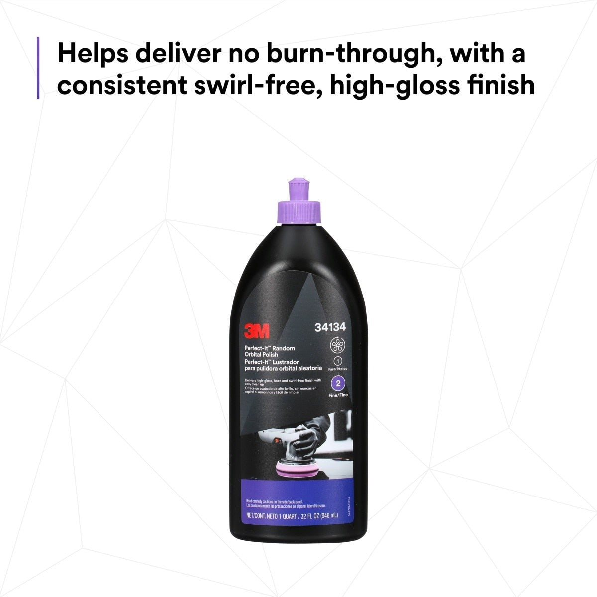3M Perfect-It Random Orbital Polish, Fine, Purple, 1 Quart (32 fl oz/946 mL) for Automotive Buffing and Polishing (34134) (7100270075) (6 Pack) - 6