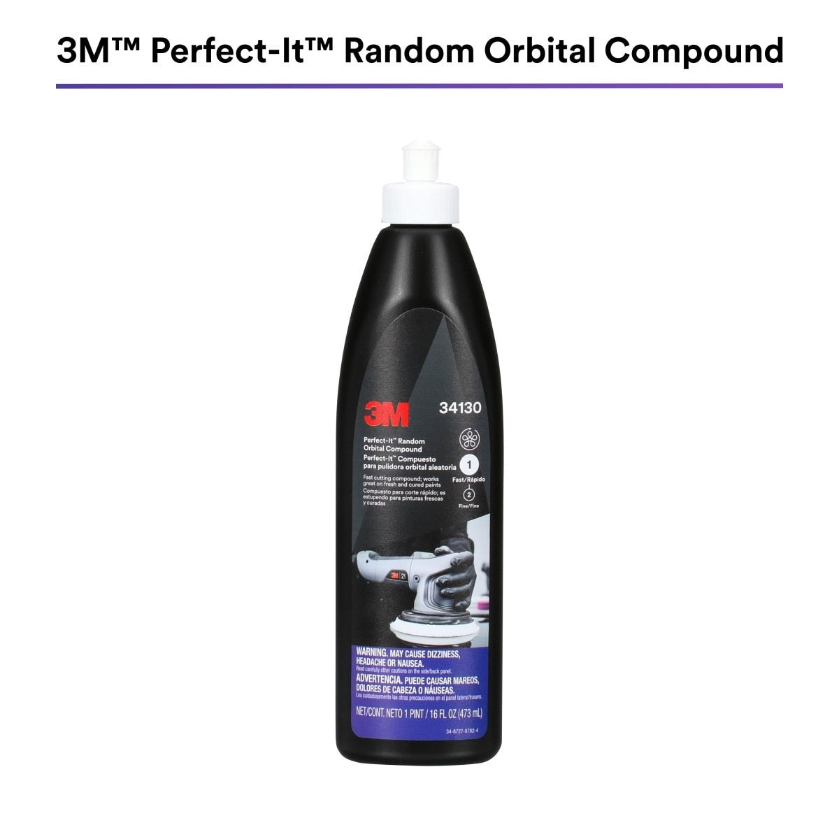 3M Perfect-It Random Orbital Compound, Fast Cutting Automotive Buffing and Polishing Compound, White, 1 Pint 16 fl oz (34130) (7100270076) (6 Pack)