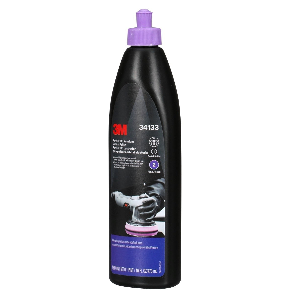 3M 34133 Random Orbital Polish, Purple, 1 Pint (16 fl oz/473 mL), Fast Cutting Polisher for Automotive Buffing and Polishing, High Gloss Finish (7100270085) (6 Pack) - 3