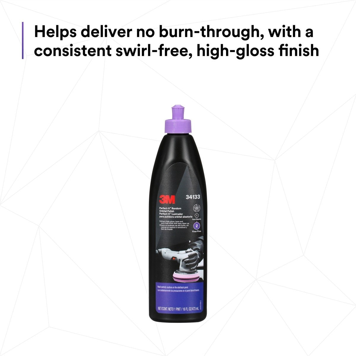 3M 34133 Random Orbital Polish, Purple, 1 Pint (16 fl oz/473 mL), Fast Cutting Polisher for Automotive Buffing and Polishing, High Gloss Finish (7100270085) (6 Pack) - 5