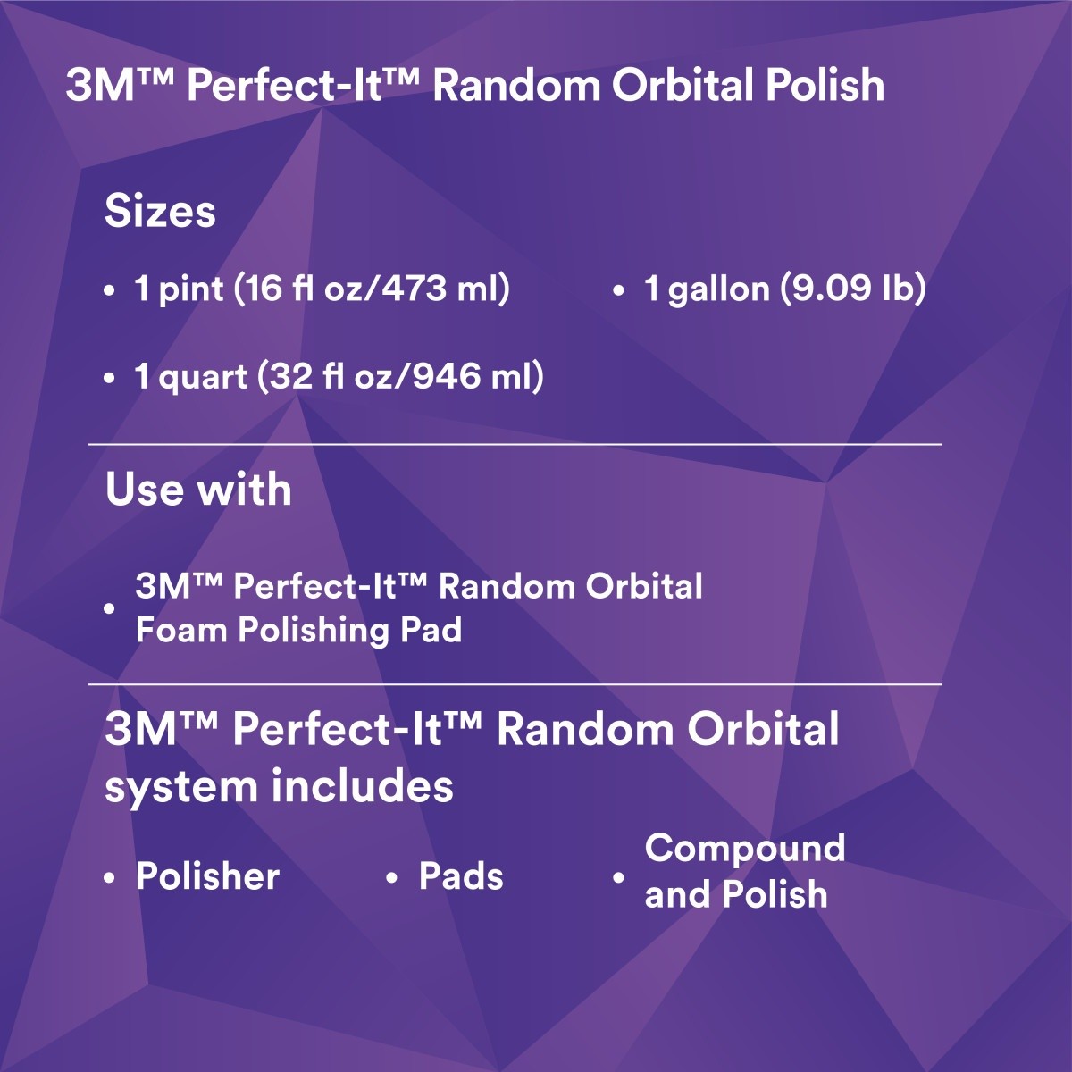 3M 34133 Random Orbital Polish, Purple, 1 Pint (16 fl oz/473 mL), Fast Cutting Polisher for Automotive Buffing and Polishing, High Gloss Finish (7100270085) (6 Pack) - 9