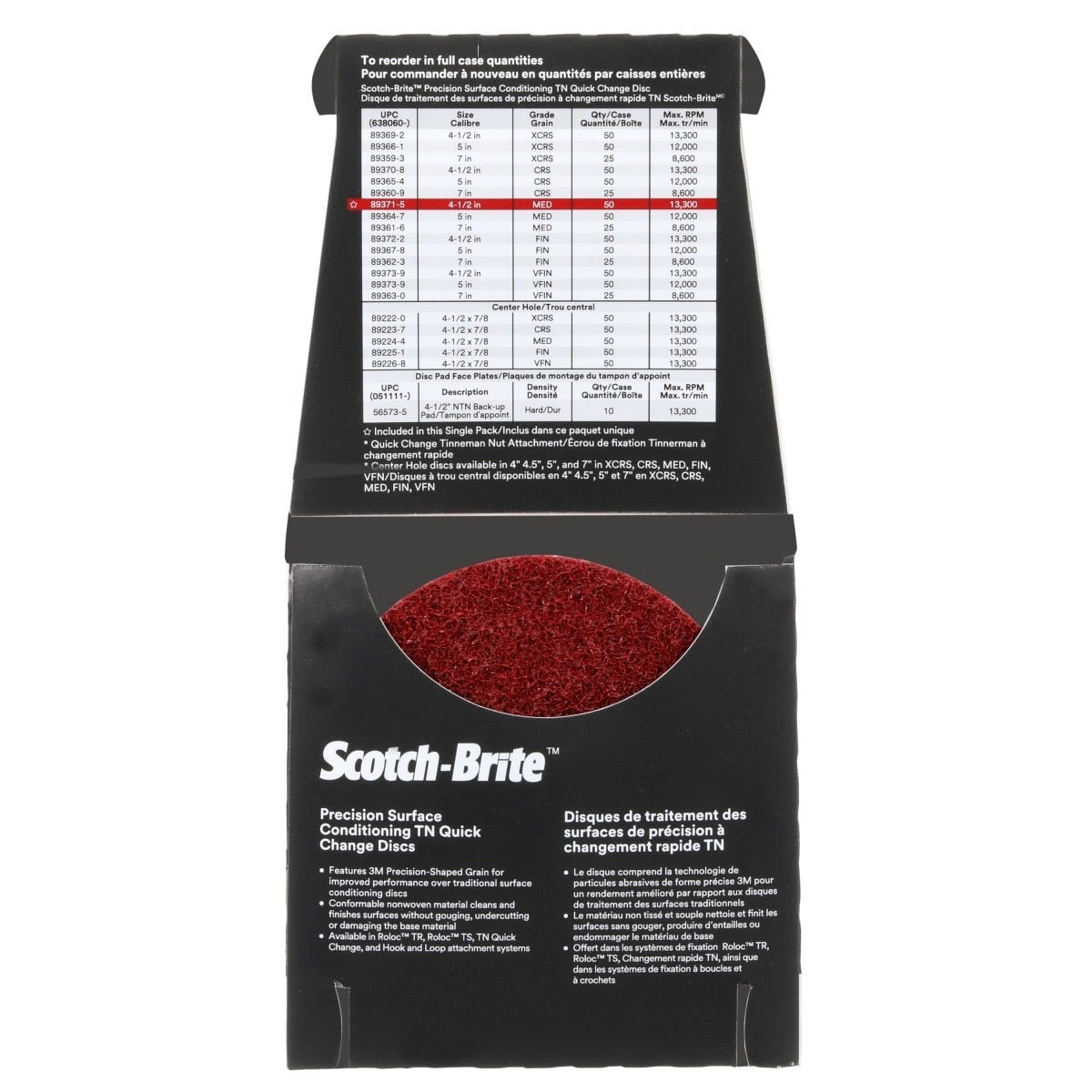 3M PN-DN Scotch-Brite Precision Surface Conditioning TN Quick Change Disc, Medium, 4-1/2 in (7100274538) (10 Pack) - 2