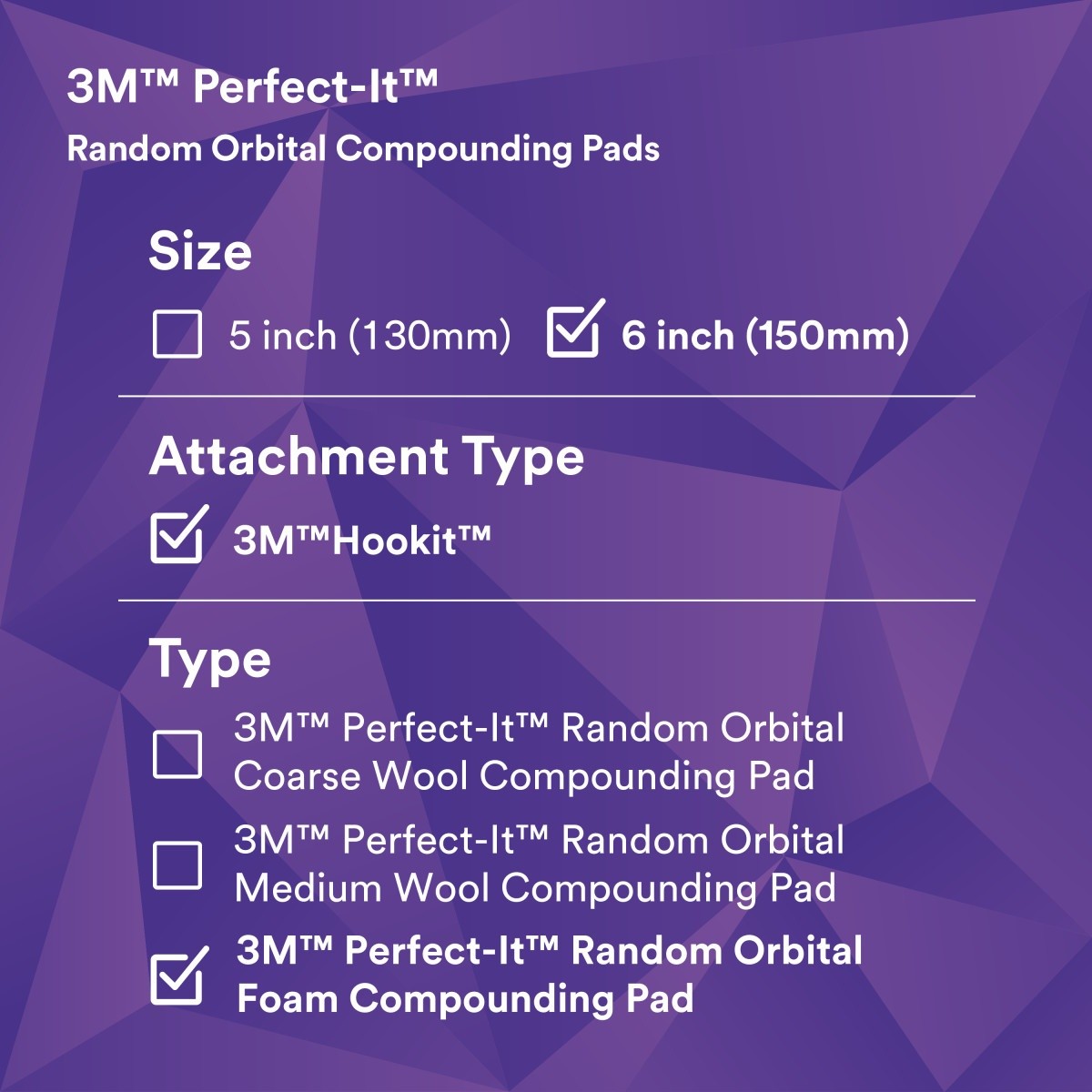 3M 34126 Hookit Random Orbital Foam Compounding Pad, Coarse, White, 6 in 150 mm (7100276845) (12 Pack) - 8