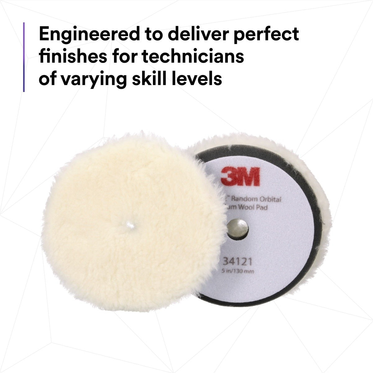 3M 34121 Hookit Random Orbital Medium Wool Compounding Pad, White, 5 in x 130 mm (7100276848) (12 Pack) - 6