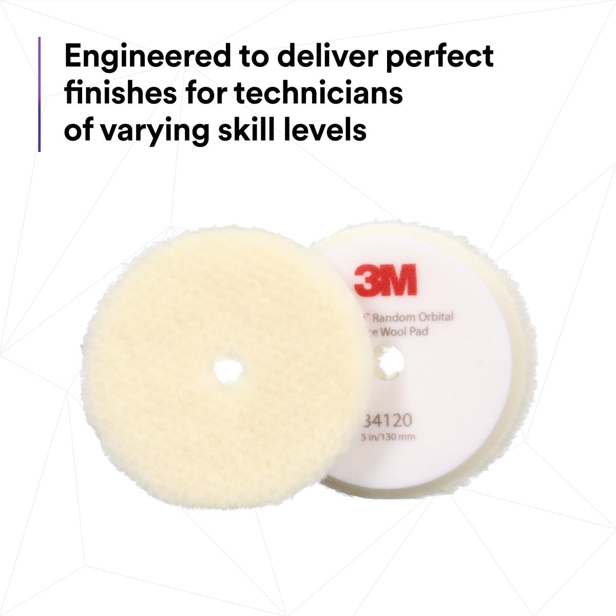 3M 34120 Hookit Random Orbital Coarse Wool Compounding Pads, White, 5 in x 130 mm (7100276851) (12 Pack) - 8
