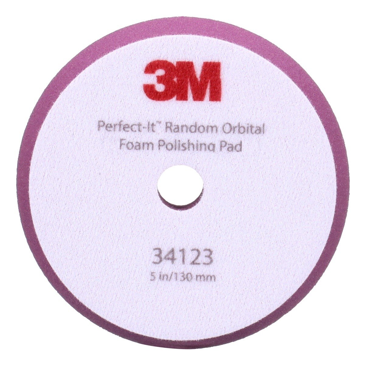 3M 34123 Hookit Random Orbital Foam Polishing Pad, Fine, Purple, 5 in 130 mm, for Automotive Compounding and Polishing (7100277203) (12 Pack) - 3