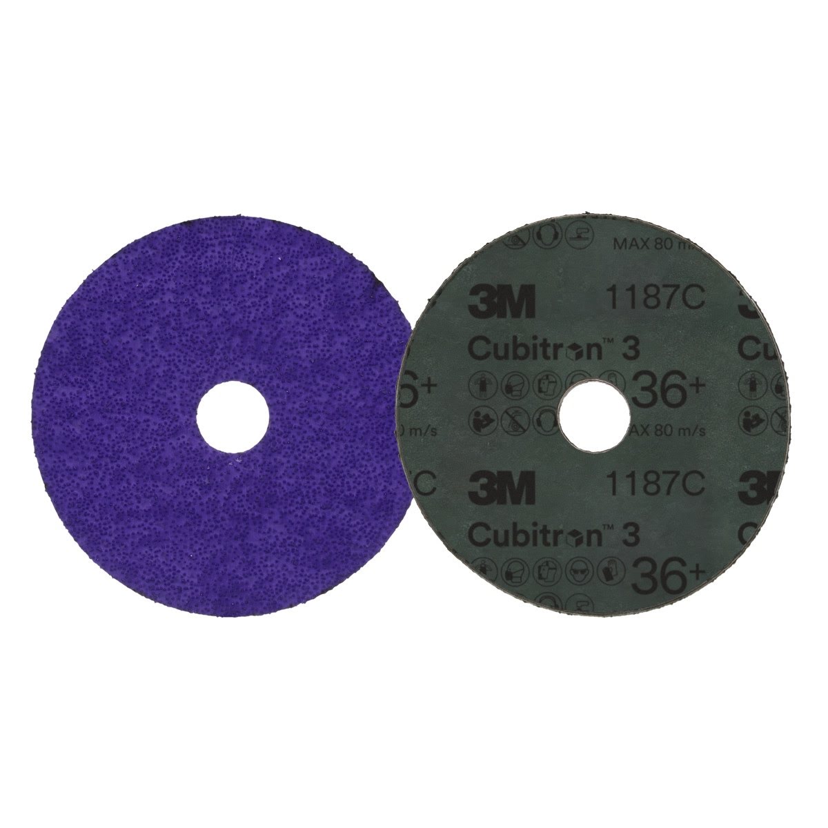 3M 1187C Cubitron Fibre Disc 36+ Precision Shaped Ceramic Purple 5 in x 7/8 in Center Hole (7100308532) (100 Pack) - 3