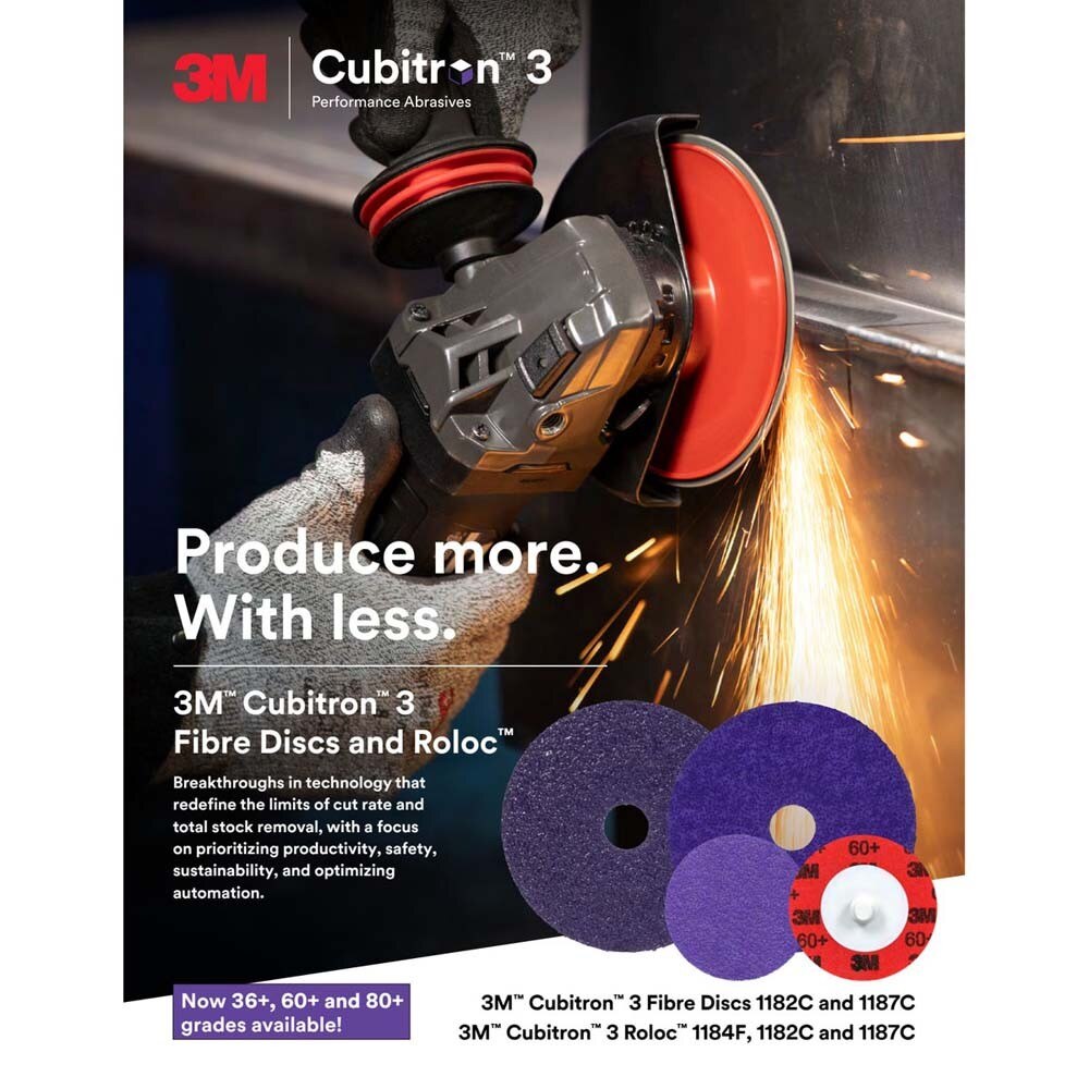 3M 7100309788 Cubitron 3 Fibre Disc 1187C, 36+, 4-1/2 in x 7/8 in, Die 450E (25 Pack) - 7