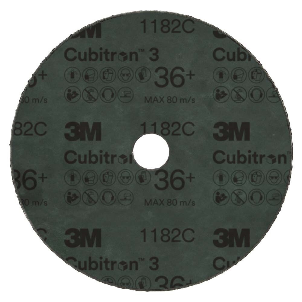 3M 1182C Cubitron 3 Fibre Disc , 36+, 7 in x 7/8 in, Die 700BB, Reduce Changeout, Productivity, Use on Mild or Carbon Steel, for Beveling, Heavy Grinding, Weld Removal, Flame Cut Smoothing (7100309904) (25 Pack) - 2