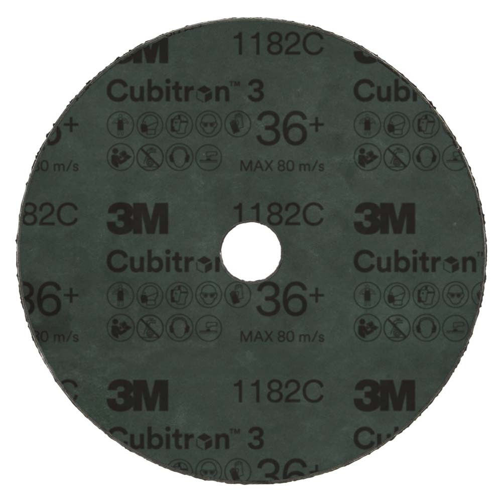 3M 1182C Cubitron 3 Fibre Disc , 36+, 7 in x 7/8 in, Die 700BB, Reduce Changeout, Productivity, Use on Mild or Carbon Steel, for Beveling, Heavy Grinding, Weld Removal, Flame Cut Smoothing (7100309904) (100 Pack) - 2