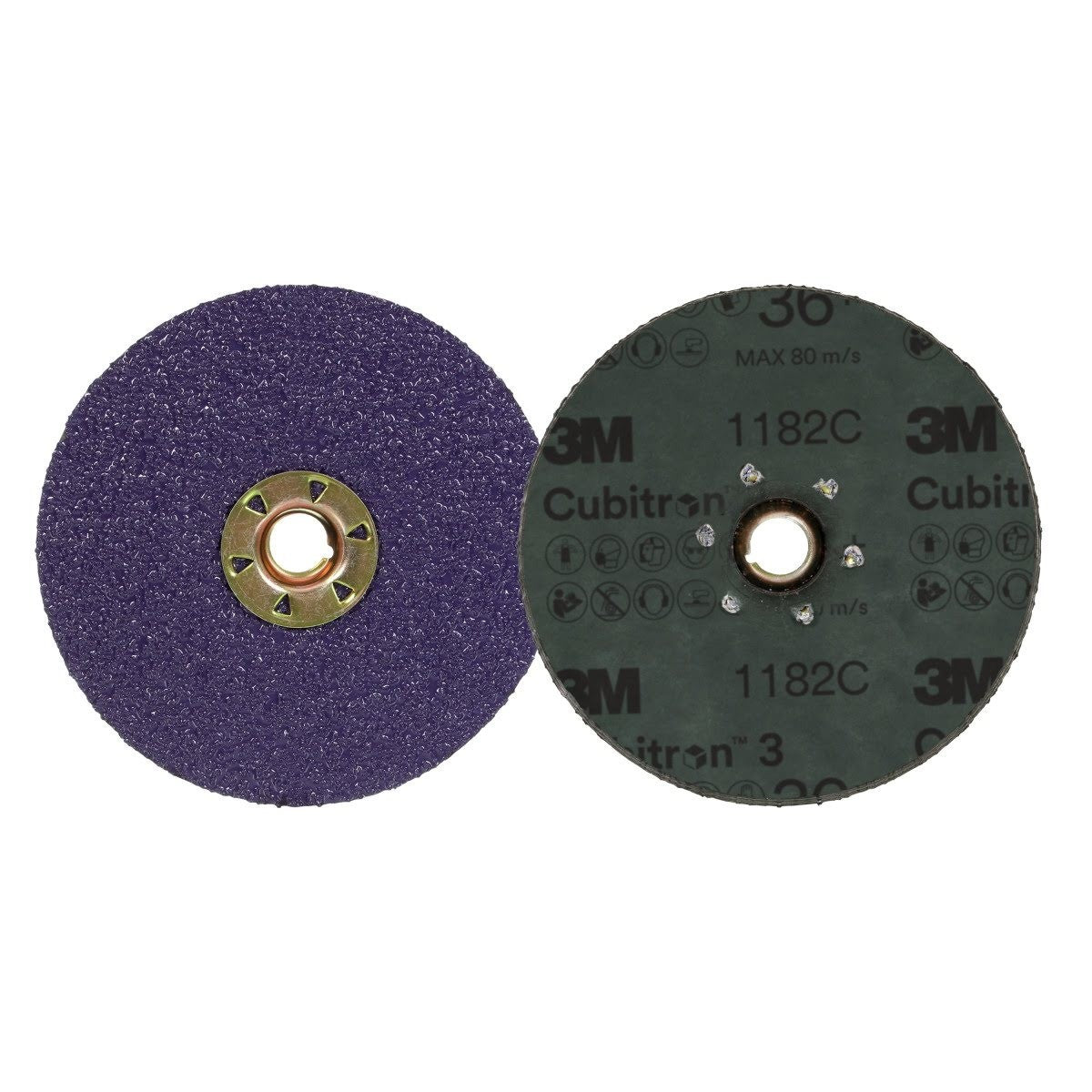 3M 1182C Cubitron Fibre Disc, TN Quick Change, Precision Shaped Ceramic 36+, Purple, 4-1/2 in (7100310727) (100 Pack) - 5