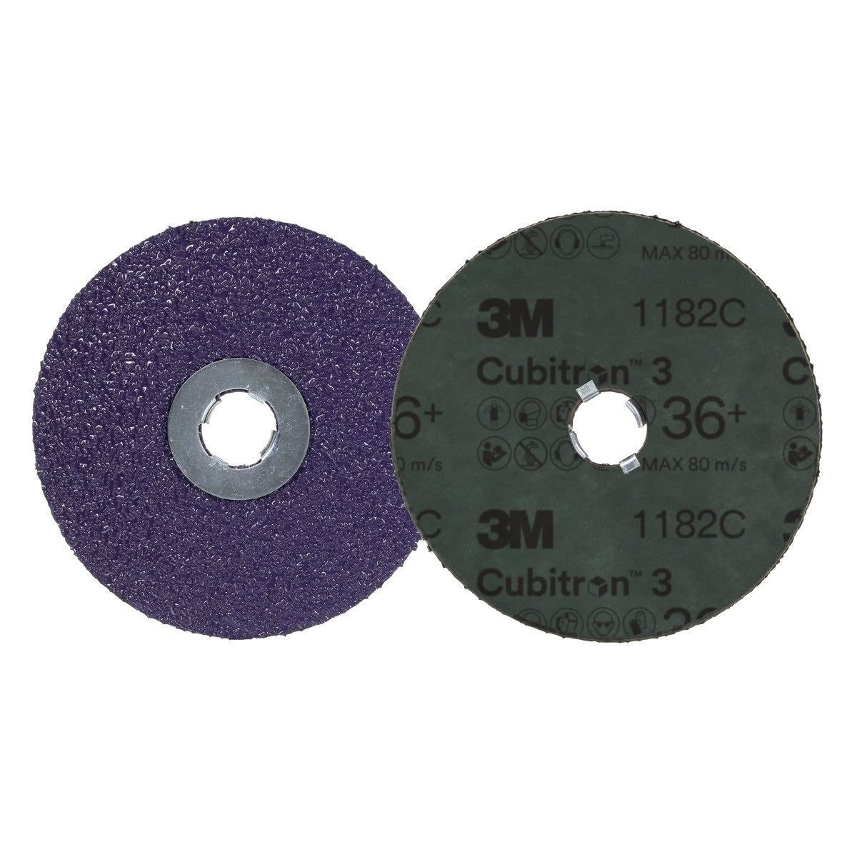3M 1182C Cubitron Fibre Disc, GL Quick Change, G450E, Precision Shaped Ceramic, 36+, Purple, 4-1/2 in (7100310730) (100 Pack) - 2