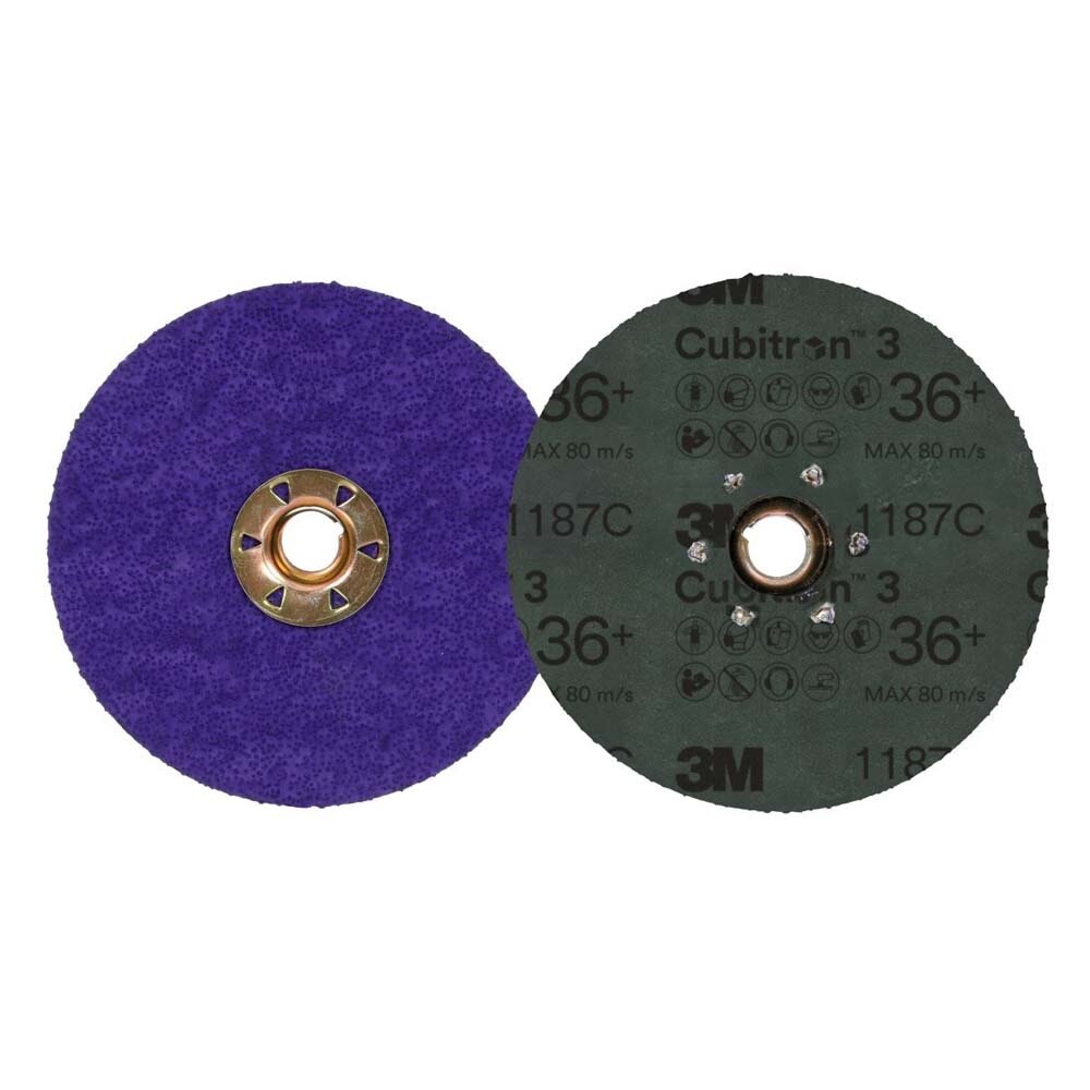 3M 7100310731 Cubitron 3 Fibre Disc 1187C, 36+, TN Quick Change, 5 in, Die 500P, Bag (25 Pack) - 3