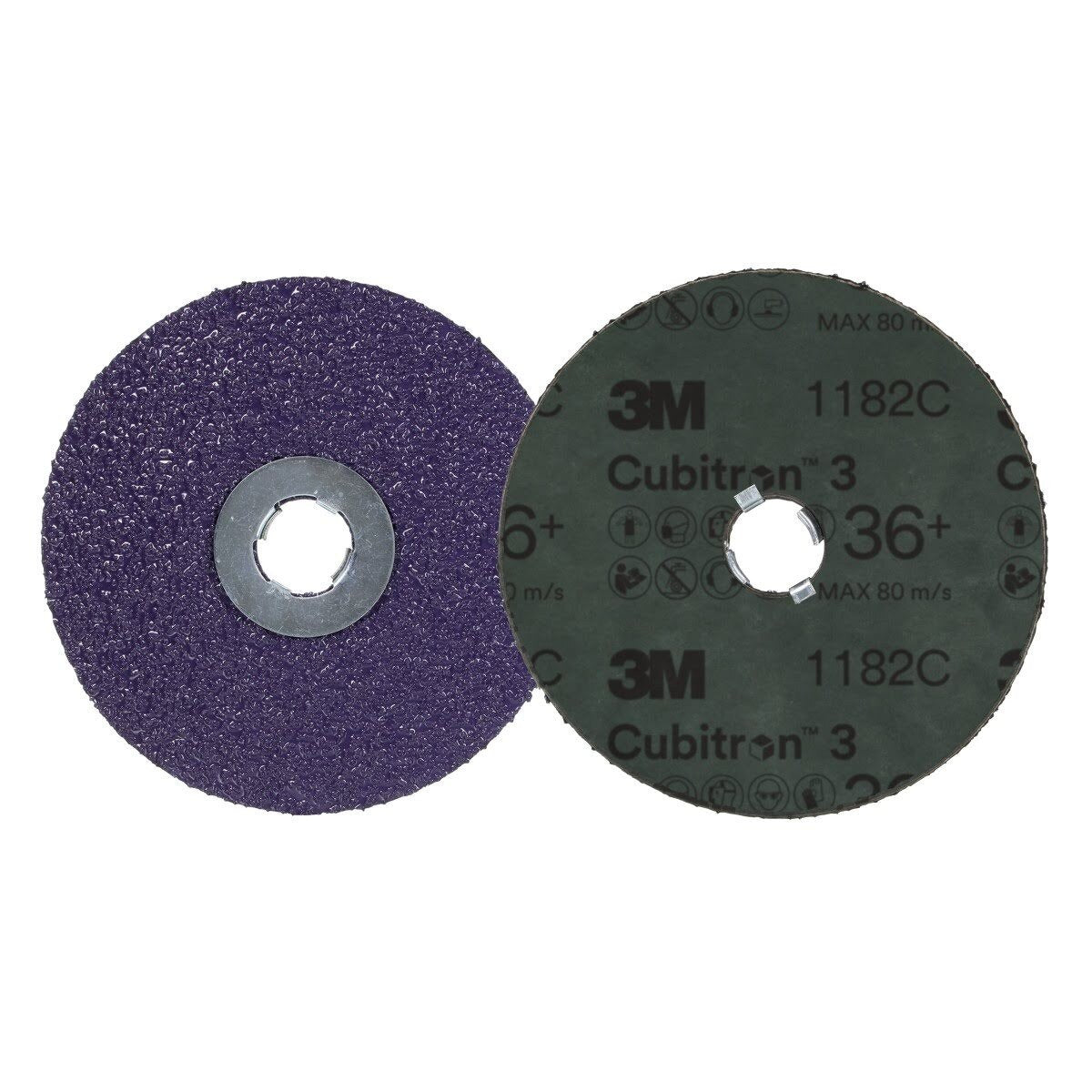 3M 1182C Cubitron Fibre Disc, 36 Plus, GL Quick Change, Precision Shaped Ceramic, Purple, 5 in, G500P (7100310795) (100 Pack) - 2