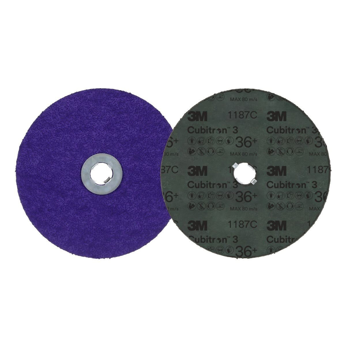 3M 1187C Cubitron 3 Fibre Disc, GL Quick Change, Precision Shaped Ceramic, 36 Plus, Purple, 7 in (7100310803) (100 Pack) - 2