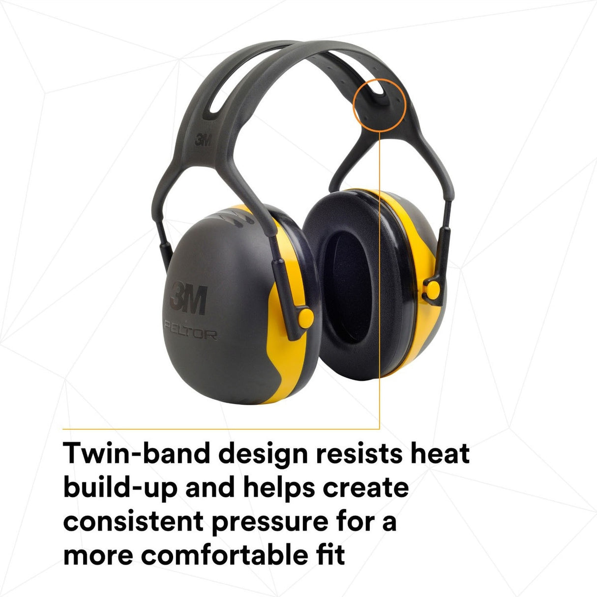 3M X2A PELTOR Over-the-Head Earmuffs, NRR 24 dB, Yellow/Black (7100314857) (10 Pack) - 4