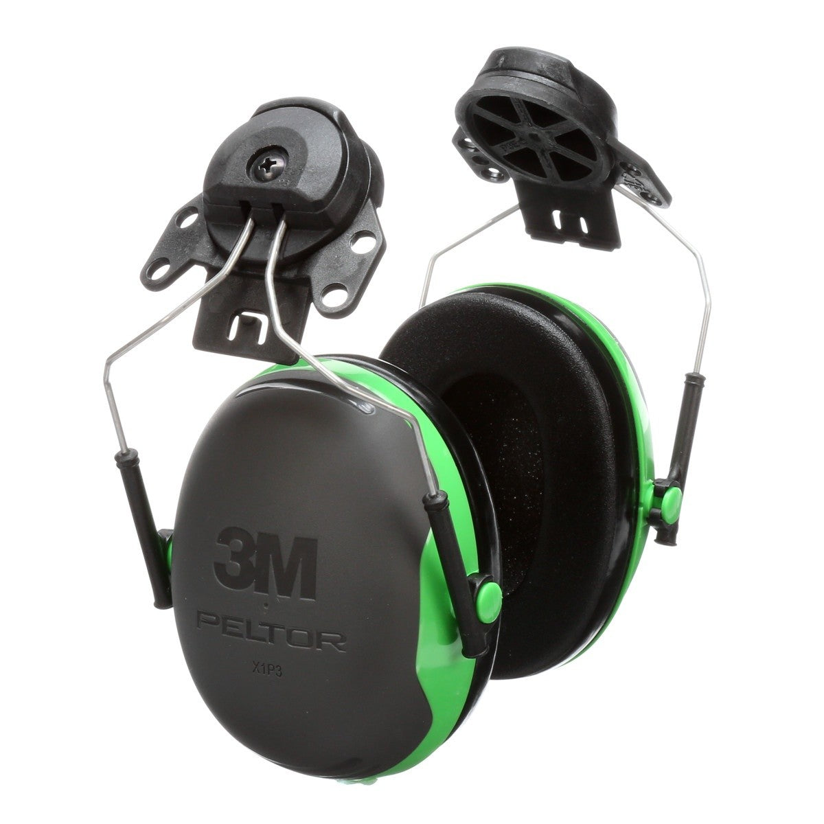 3M X1P3E PELTOR Helmet Attached Earmuffs, NRR 21 dB, Cap Style Hard Hat Compatible, Black/Green (7100315030) (1 Pair)