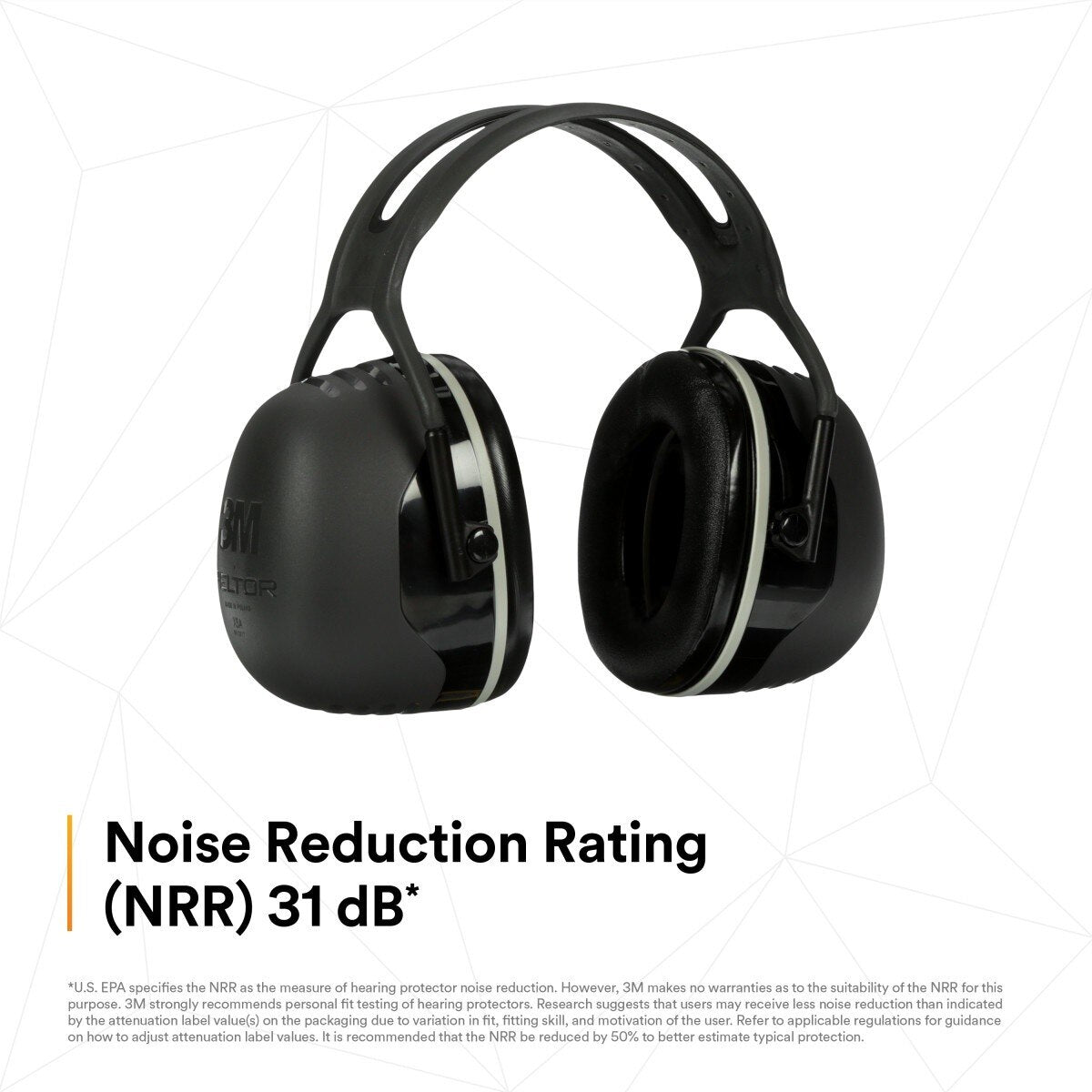 3M X5A PELTOR Over-the-Head Earmuffs, NRR 31 dB, Black (7100315048) - 2