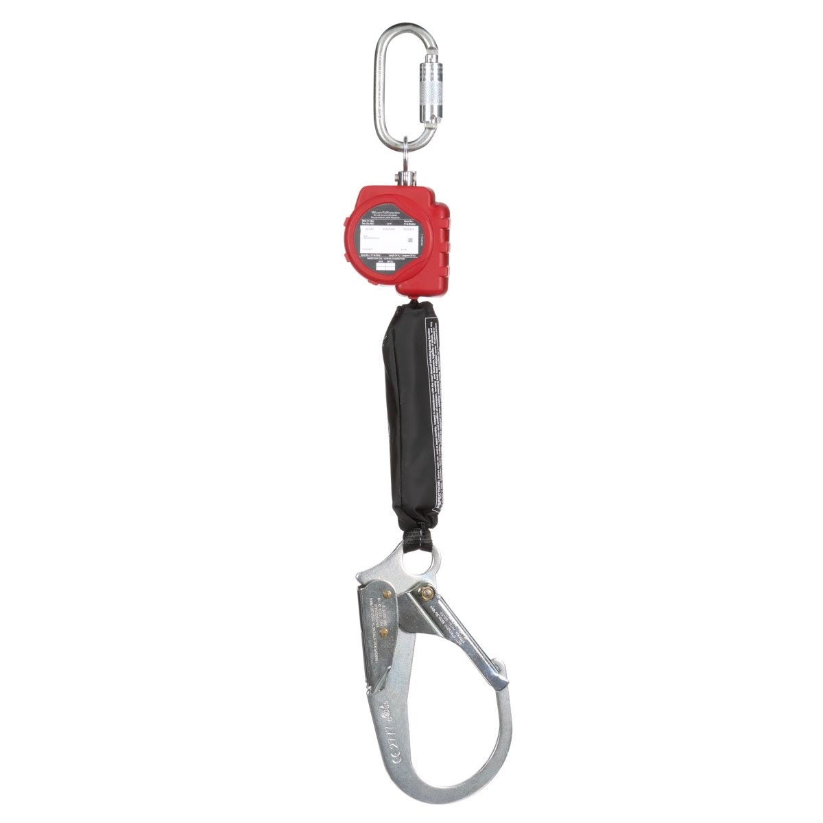 3M 3100508 PROTECTA Self-Retracting Lifeline with Carabiner, Web Lifeline, Steel Rebar Hook, Red, 6 ft (7100319830) - 3