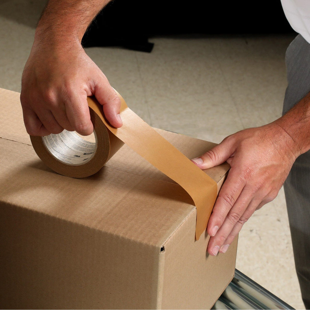 3M 570 Scotch Performance Paper Box Sealing Tape, Brown, 1-29/32 in x 547 yd, 3 in Core, Hot Melt Synthetic Rubber Adhesive, Kraft Paper, Recycle-Compatible (7100333333) (6 Pack) - 4