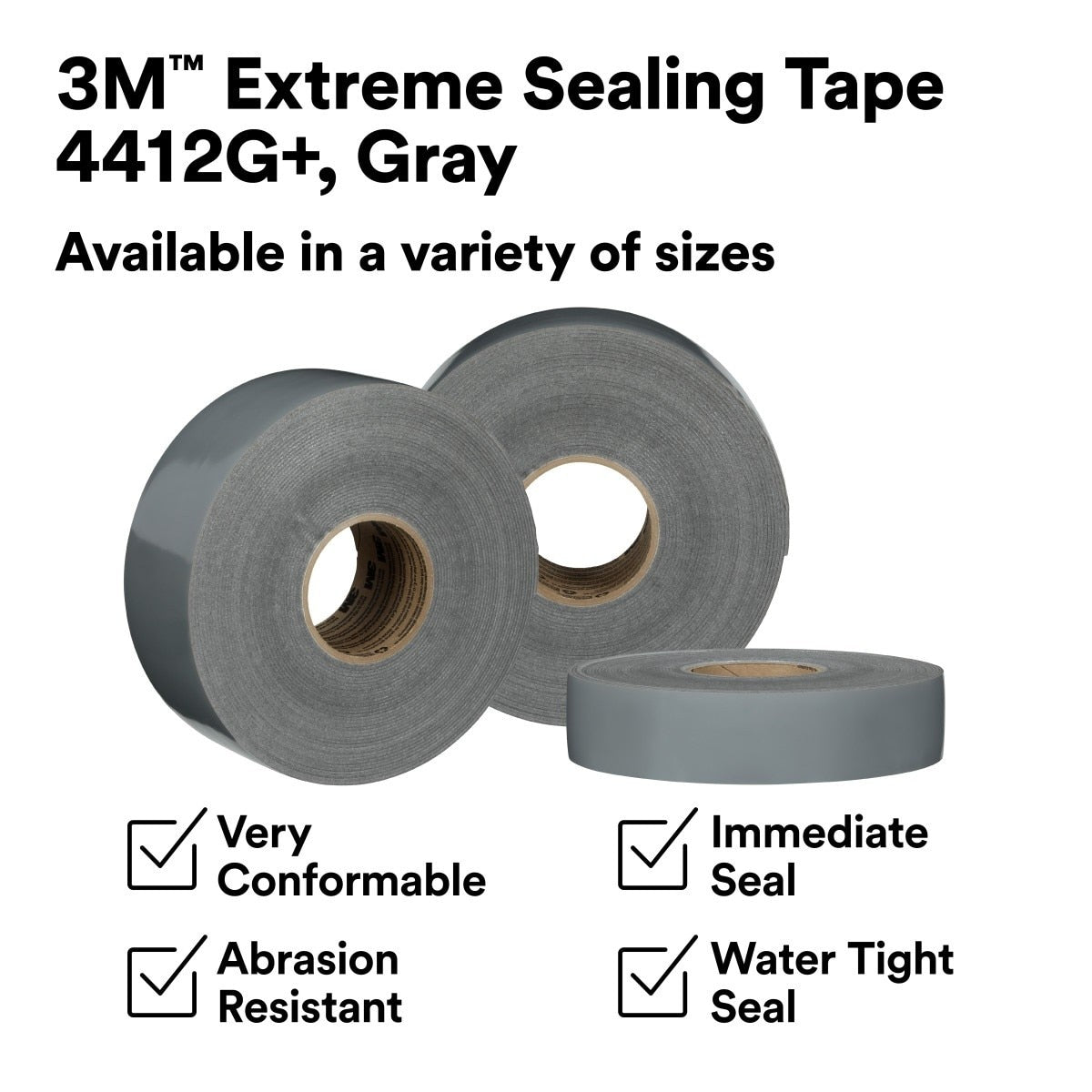 3M 4412G+ Extreme Sealing Tape, Gray, 3 in x 18 yd (7100360887) (3 Pack) - 6