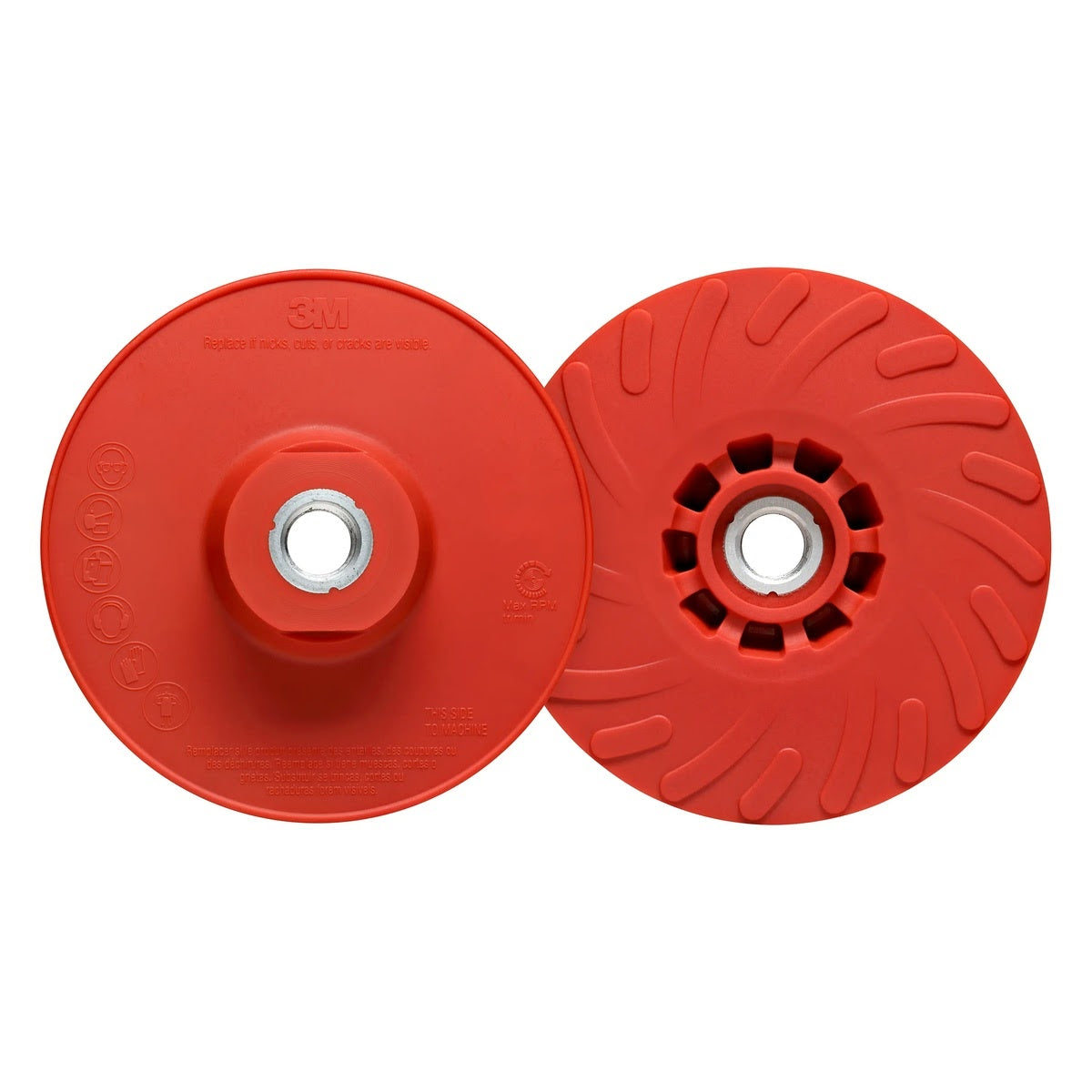 3M 11225 Disc Back-up Pad Ribbed, Extra Hard, Red, 6 in (7100362486) - 3