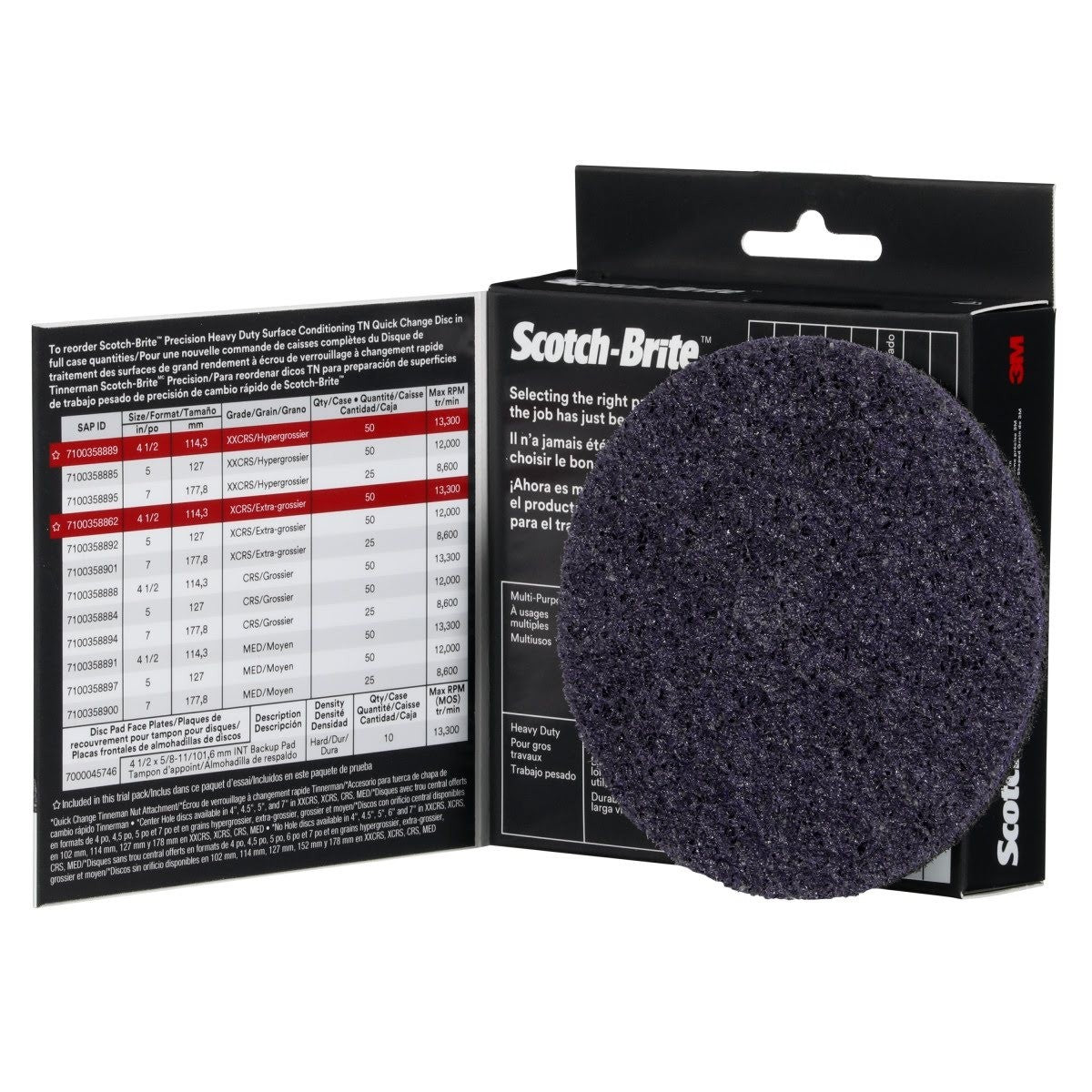 3M Scotch-Brite Precision Heavy Duty Surface Conditioning TN Quick Change Disc Trial Pack, HD-DN, Assorted XCRS 80 Plus and XXCRS 60 Plus, Purple, 4.5 in (7100371492) (10 Pack) - 2