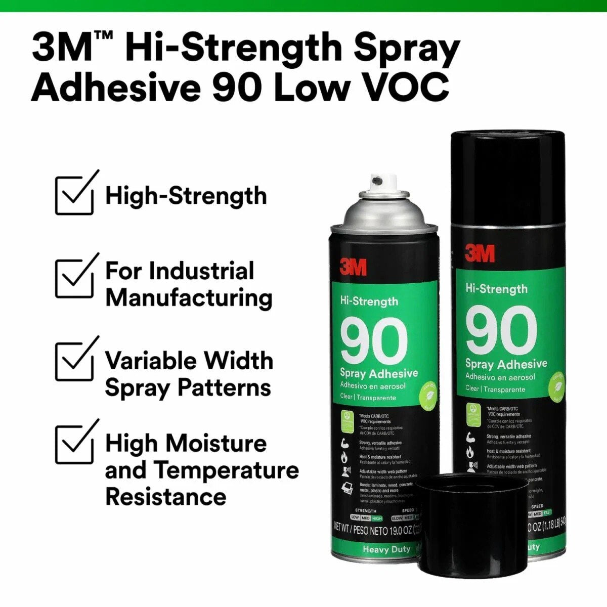 3M 7100409951 Hi Strength 90 Low VOC Clear Spray Adhesive 24 fl oz - 2