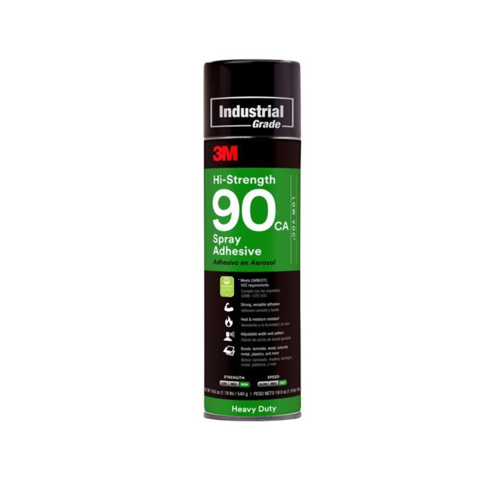 3M 90 Hi-Strength CA Spray Adhesive Low VOC Clear 24 fl oz Can Net Wt 19 oz (7000121418)