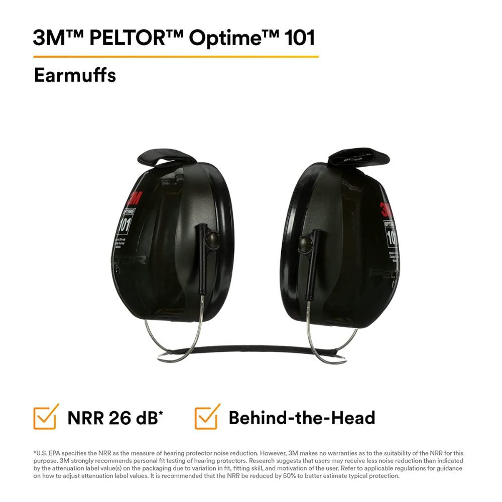 3M H7B PELTOR Optime 101 Behind-the-Head Earmuffs, 26 dB NRR (7000002329) - 5