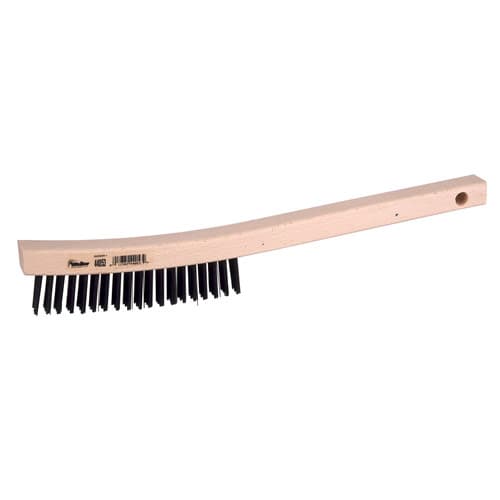 Weiler 44053 Hand Wire Scratch Brush, .012 Steel Fill, Curved Handle, 3 x 19 Rows