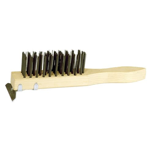 Weiler 44069 Hand Wire Scratch Brush w/Scraper, .012 Steel Fill , 4 x 11 Rows