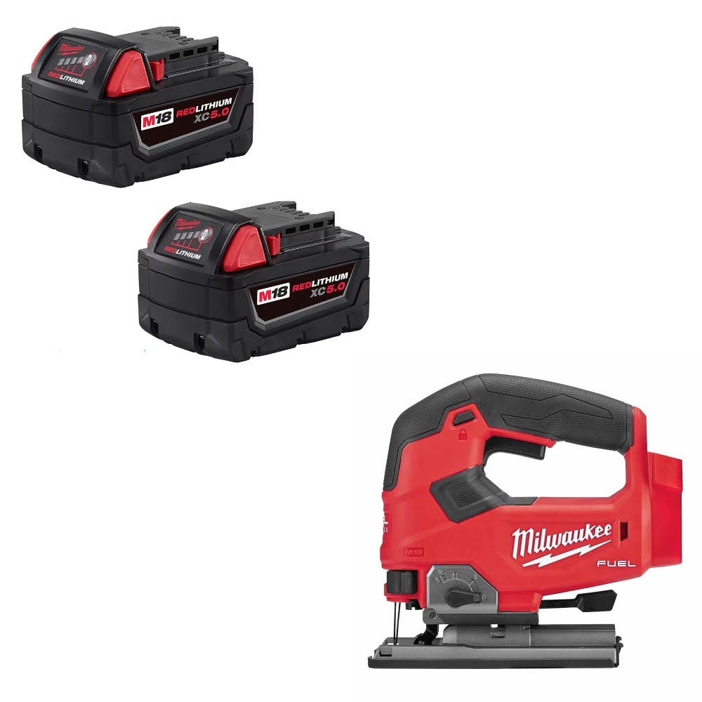 Milwaukee 48-11-1852 M18 XC5.0 Battery 2Pk w/ FREE 2737-20 M18 Jig Saw, Bare