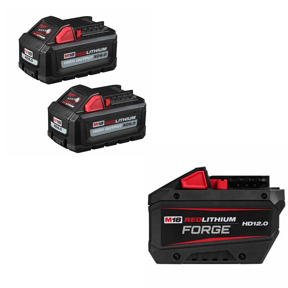 Milwaukee 48-11-1862 XC6.0 Battery, 2 Pack Kit W/ FREE 48-11-1813 HD12.0 Battery