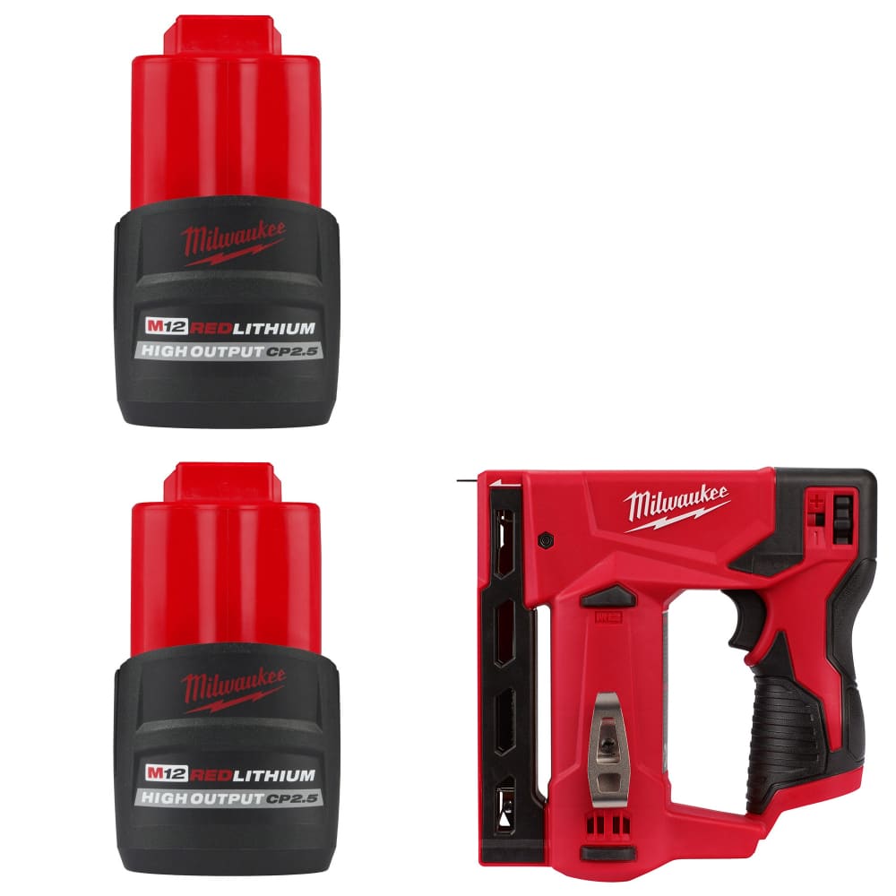 Milwaukee 48-11-2425 M12 CP2.5 Battery-2 Pack w/ FREE 2447-20 M12 3/8" Stapler